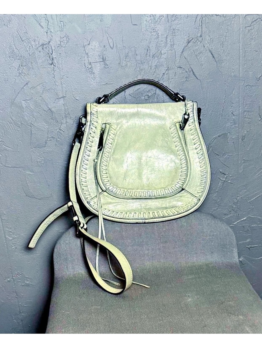 Y2K Gray Saddlebag Rebecca Minkoff Vanity Bag Leather Top Handle / Crossbody